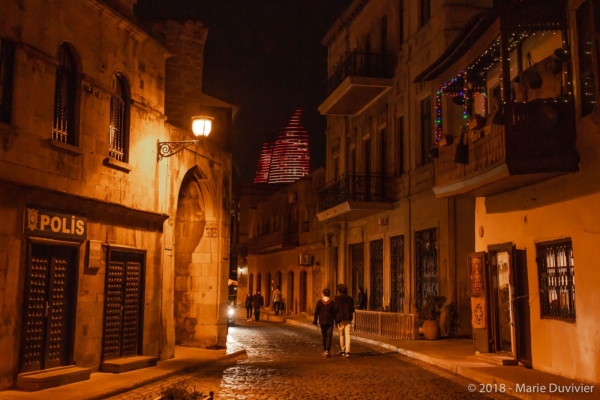 Baku, Old town by night