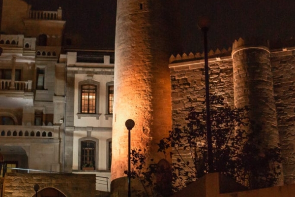 Baku, Old town by night
