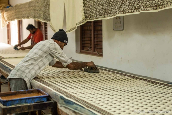 Ajrakhpur village, traditional block printing workshop