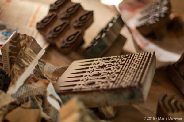 Ajrakhpur village, traditional block printing workshop