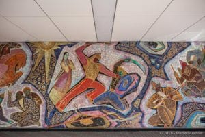 Almaty, Enlik Kebek mosaic at Hotel Almaty