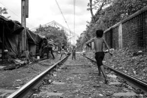 Kolkata, train tracks near Howrah bridge