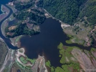 Pokhara, Phewa Lake seen from an ultralight aircraft