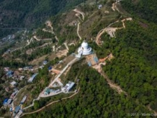 Pokhara, Shanti stupa seen from an ultralight aircraft