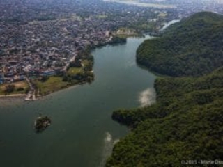 Pokhara, Phewa Lake seen from an ultralight aircraft