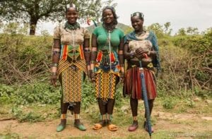 Omo valley, Banna girls on the way to Turmi