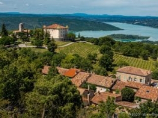 Aiguines castle overlooking Sainte-Croix lake